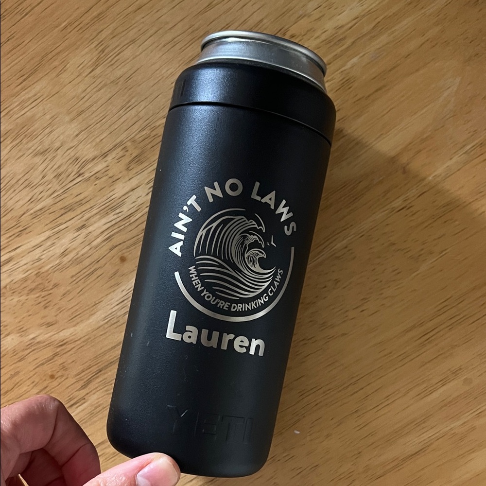 Yeti Black Custom Lauren Can Cooler